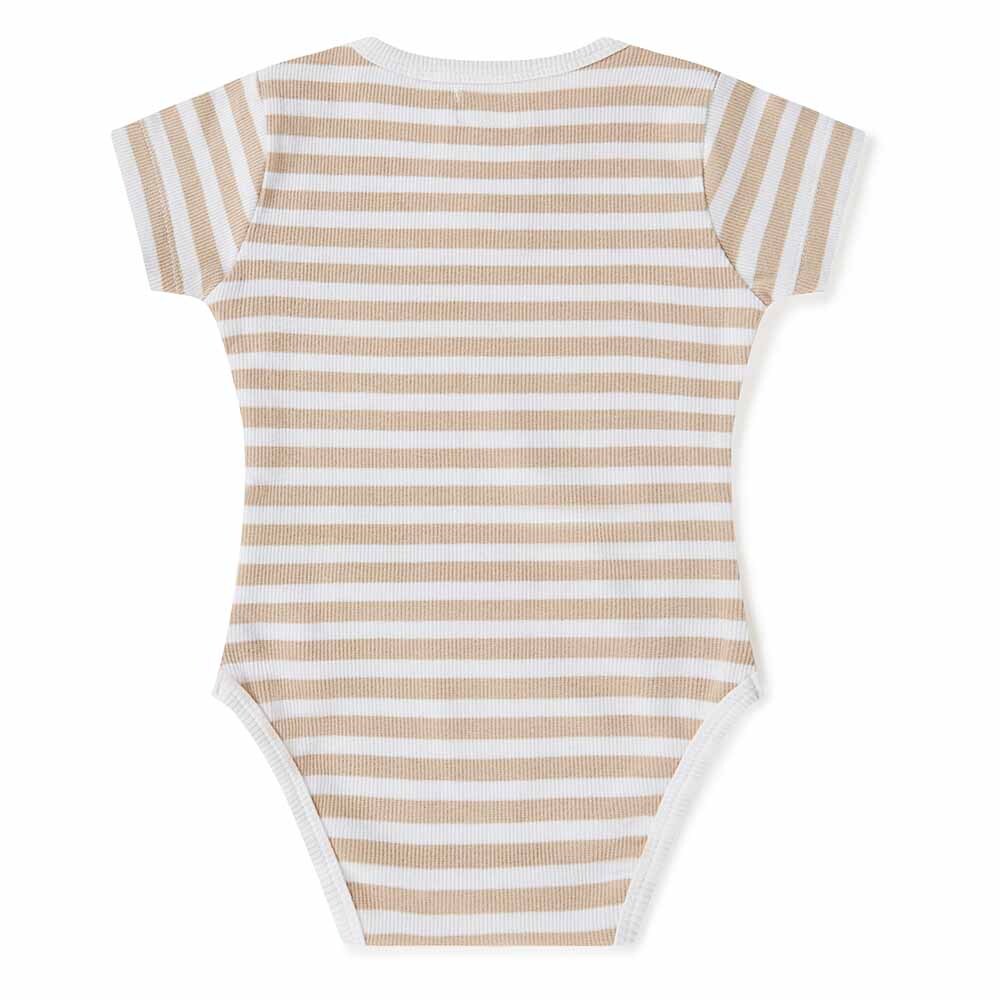 Snuggle Hunny Pebble Stripe Short Sleeve Organic Bodysuit