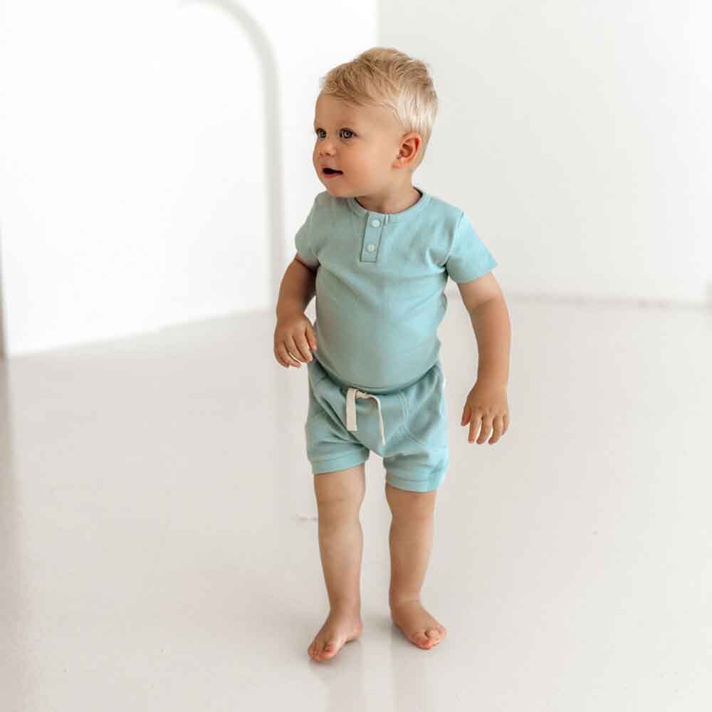 Snuggle Hunny Sage Short Sleeve Organic Bodysuit