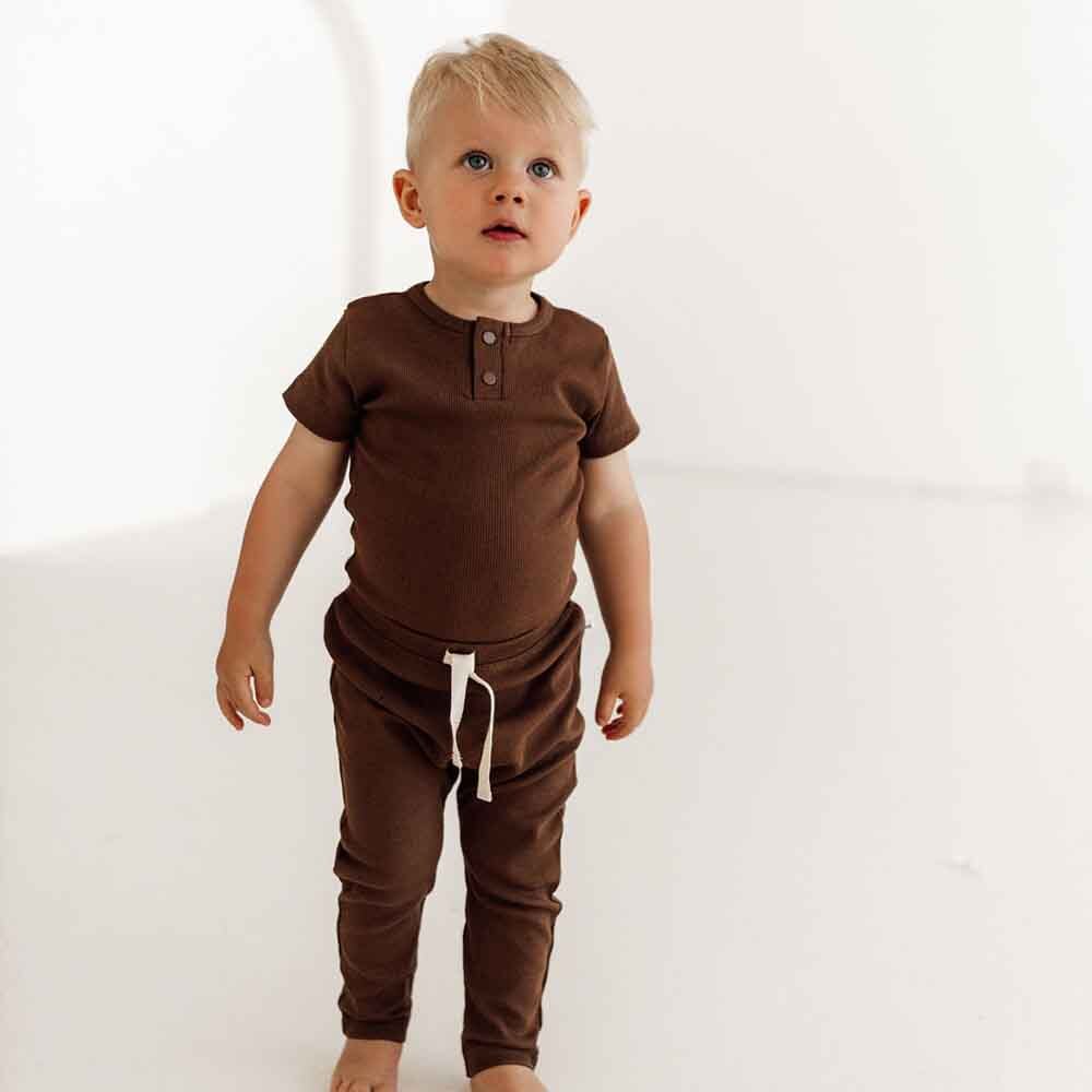 Snuggle Hunny Chocolate Short Sleeve Organic Bodysuit