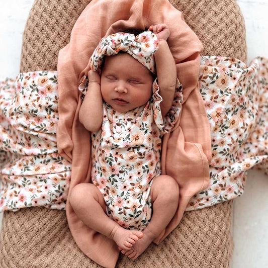 Snuggle Hunny Spring Floral Short Sleeve Organic Bodysuit