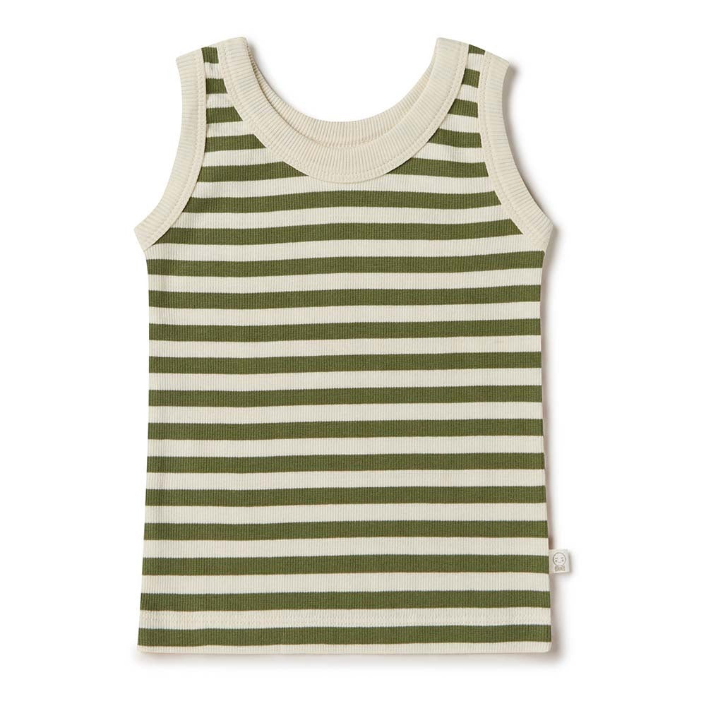 Snuggle Hunny Olive Stripe Organic Singlet