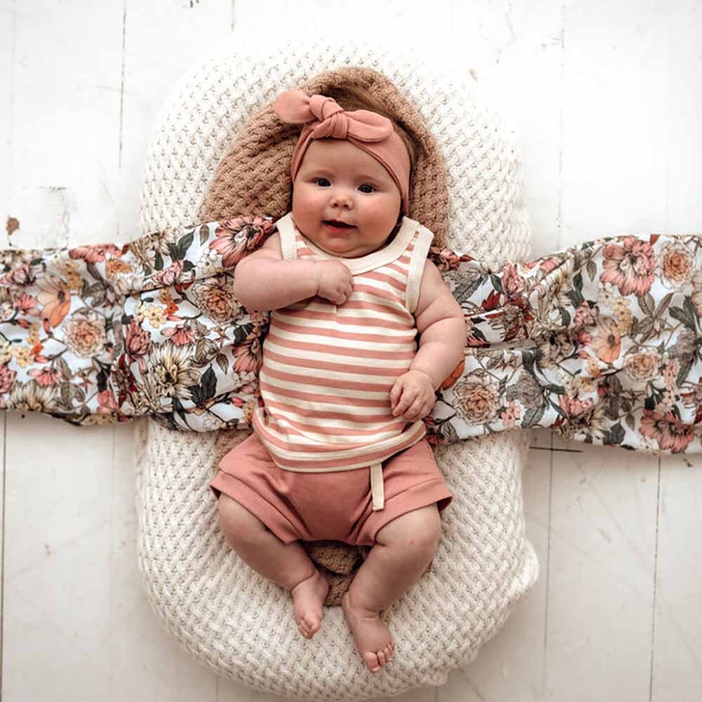 Snuggle Hunny Rose Stripe Organic Singlet