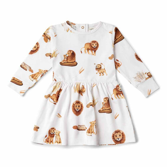 Snuggle Hunny Lion Long Sleeve Organic Dress