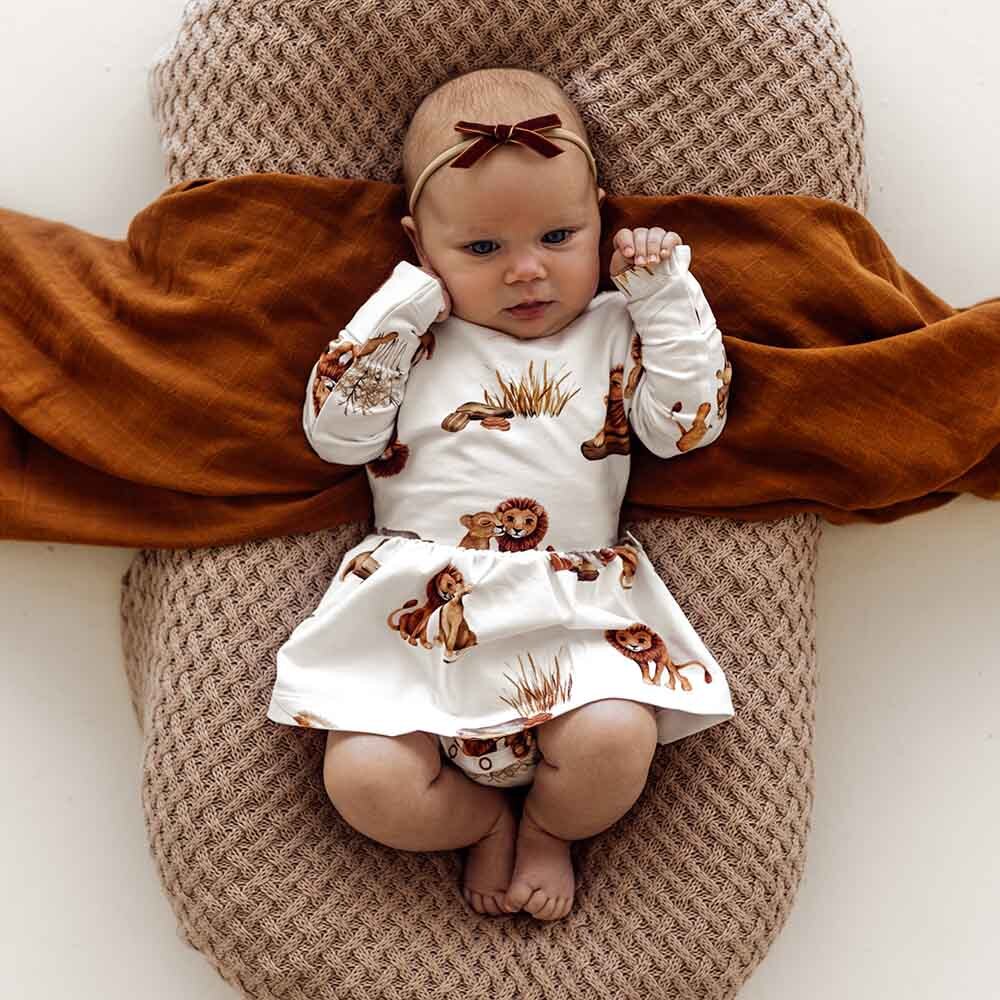 Snuggle Hunny Lion Long Sleeve Organic Dress