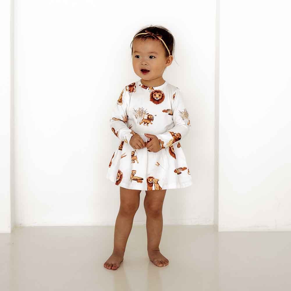 Snuggle Hunny Lion Long Sleeve Organic Dress