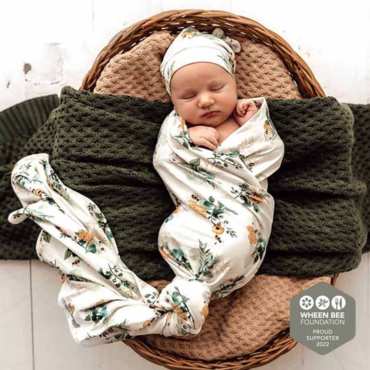 Snuggle Hunny Organic Jersey Wrap & Beanie Set - Garden Bee