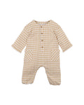 Wheat Gingham LS Romper