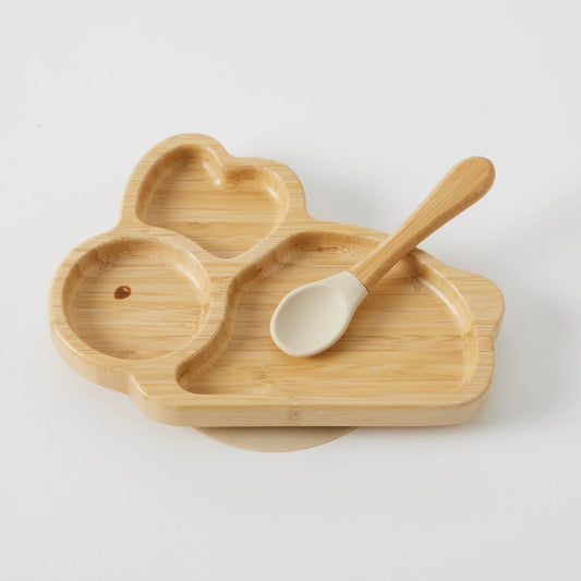 Nordic Kids Belle Bamboo Divider Plate & Spoon Set