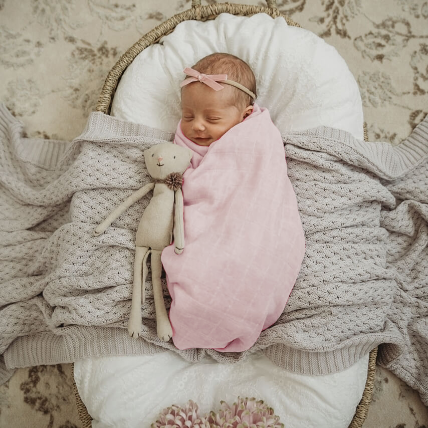 Snuggle Hunny Organic Muslin Wrap - Fairytale Pink