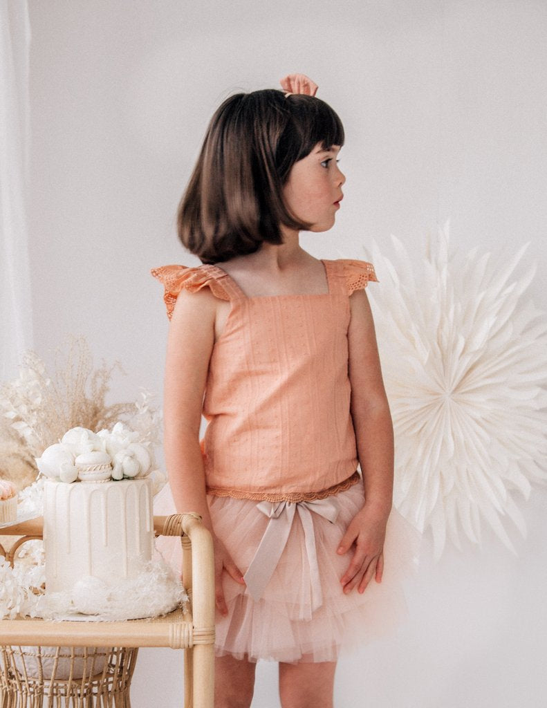 Karibou Giselle Winged Cotton Top - Ripe Apricot