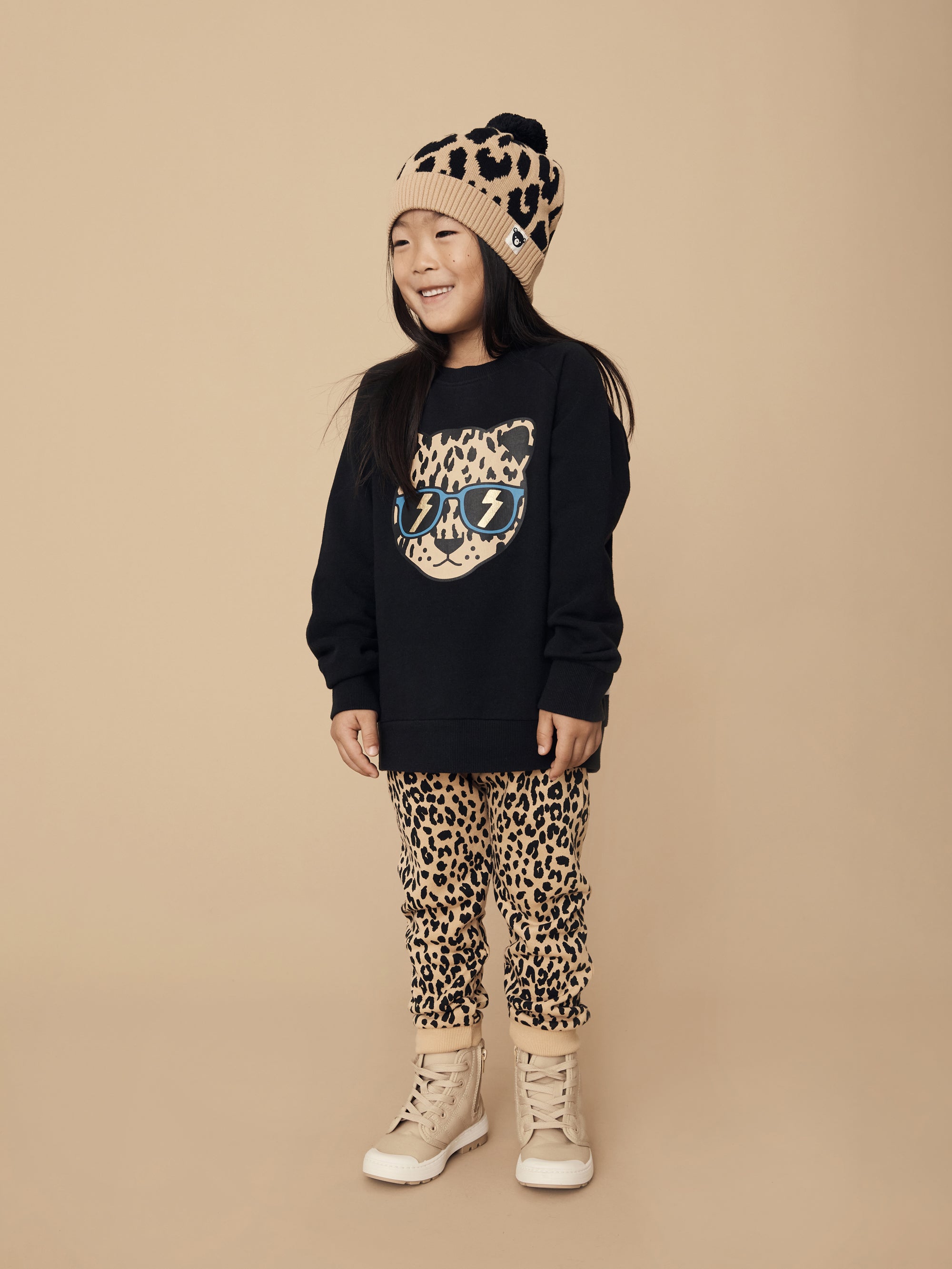 Huxbaby Honeycomb Leopard Knit Beanie