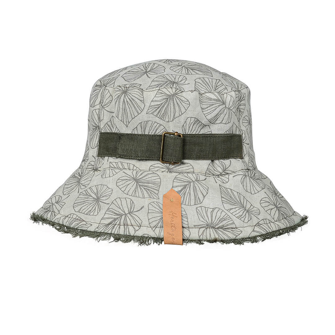 Bedhead Hat - 'Traveller' Adults Frayed Bucket Sun Hat - Leaf / Moss