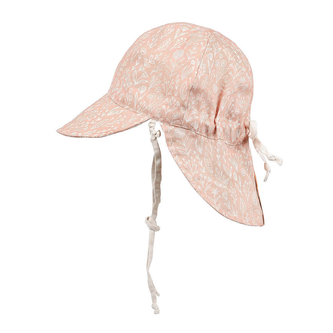 Bedhead Hat - 'Lounger' Baby Reversible Flap Sun Hat - Freya / Flax