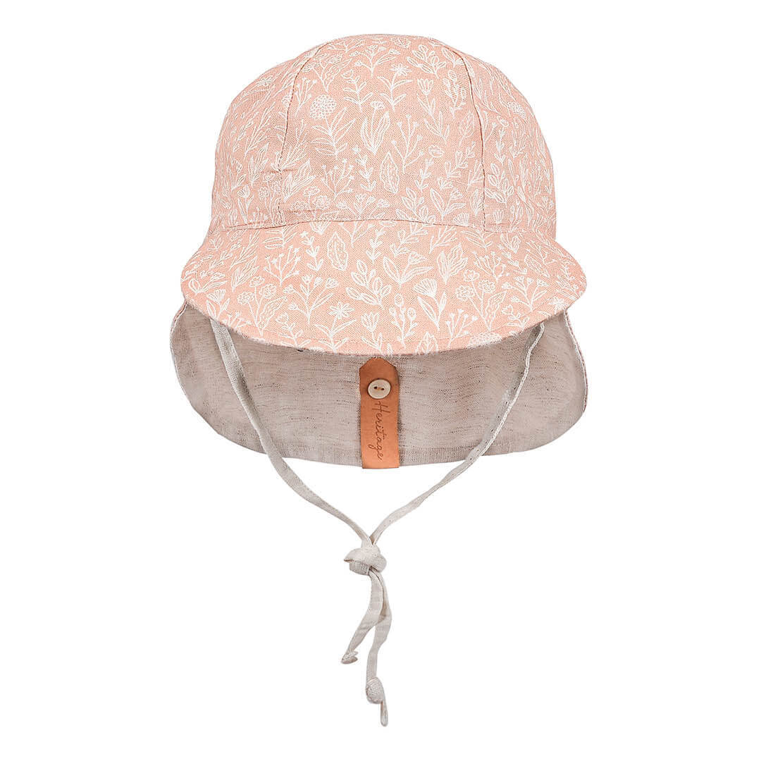 Bedhead Hat - 'Lounger' Baby Reversible Flap Sun Hat - Freya / Flax