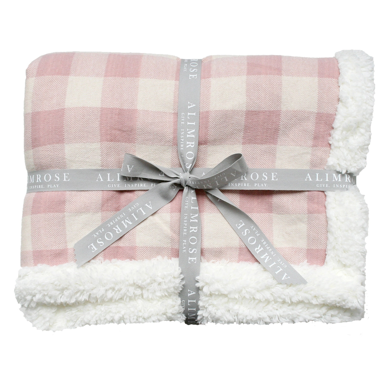 Alimrose Sherpa Baby Blanket 80 x 100cm Pink Check