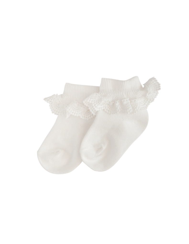 Karibou Lace Frill Ankle Socks - White