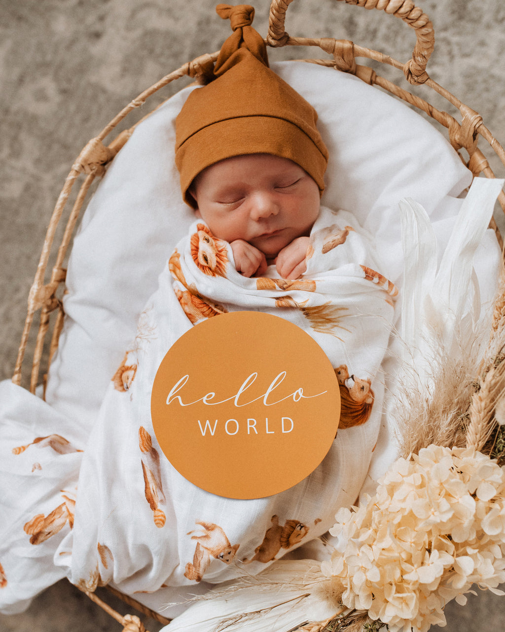 Snuggle Hunny Milestone Cards - Lion & Sunrise Gold