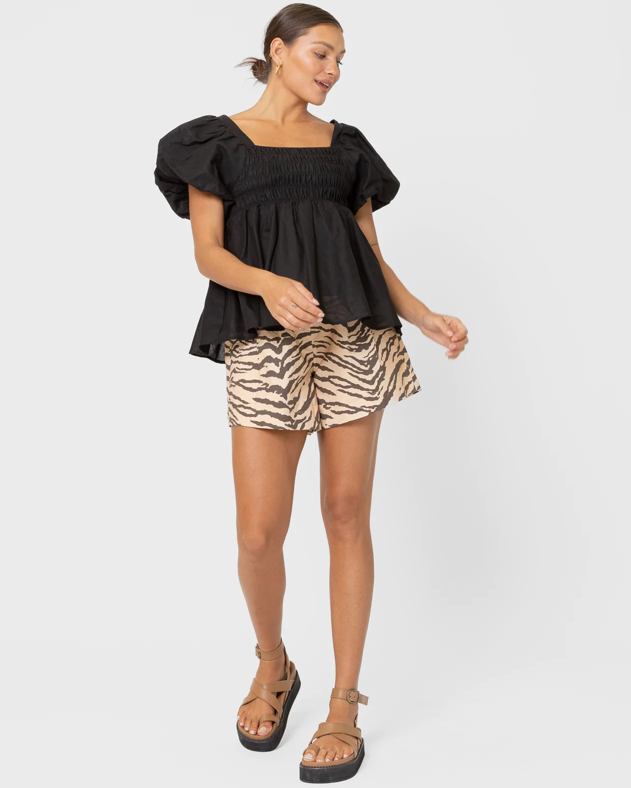 The Lullaby Club Amber Baby Doll Top | Black