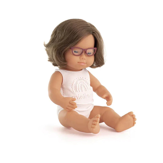 Miniland Down Syndrome Caucasian Baby Girl Doll 38cm