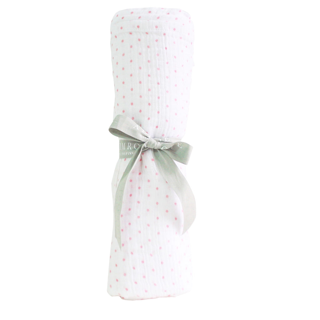 Alimrose Muslin Cotton Swaddle Pink Spot