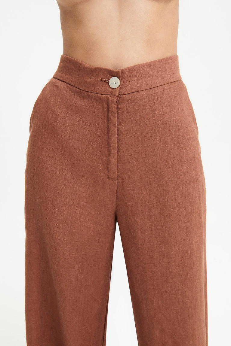 Nude Lucy Sima Linen Pant - Terracotta
