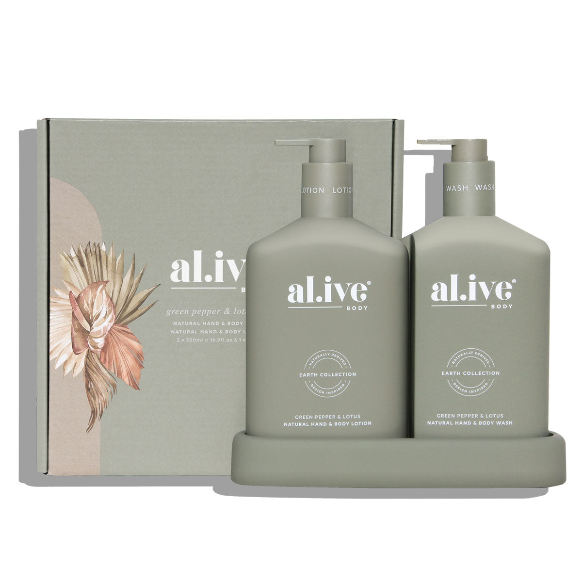 Al.ive Body WASH & LOTION DUO + TRAY - GREEN PEPPER & LOTUS