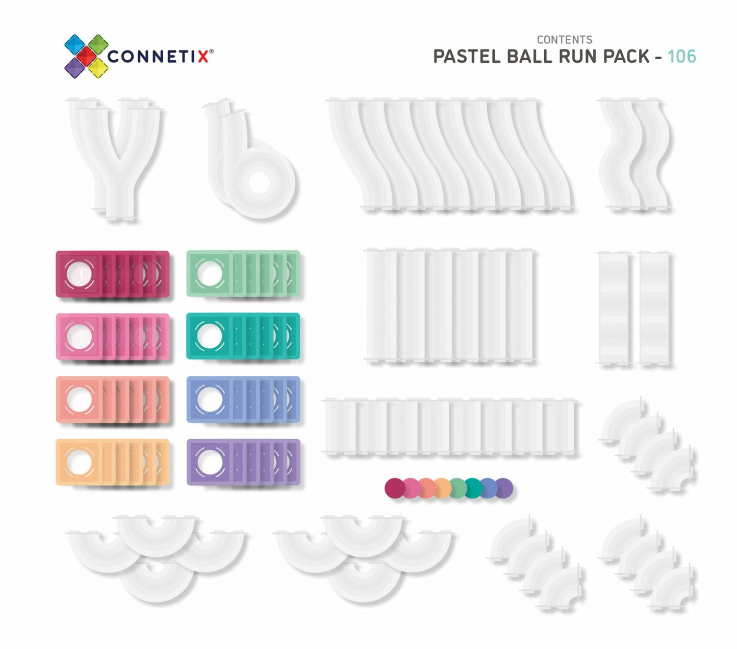 Connetix Pastel Ball Run Pack 106 pc