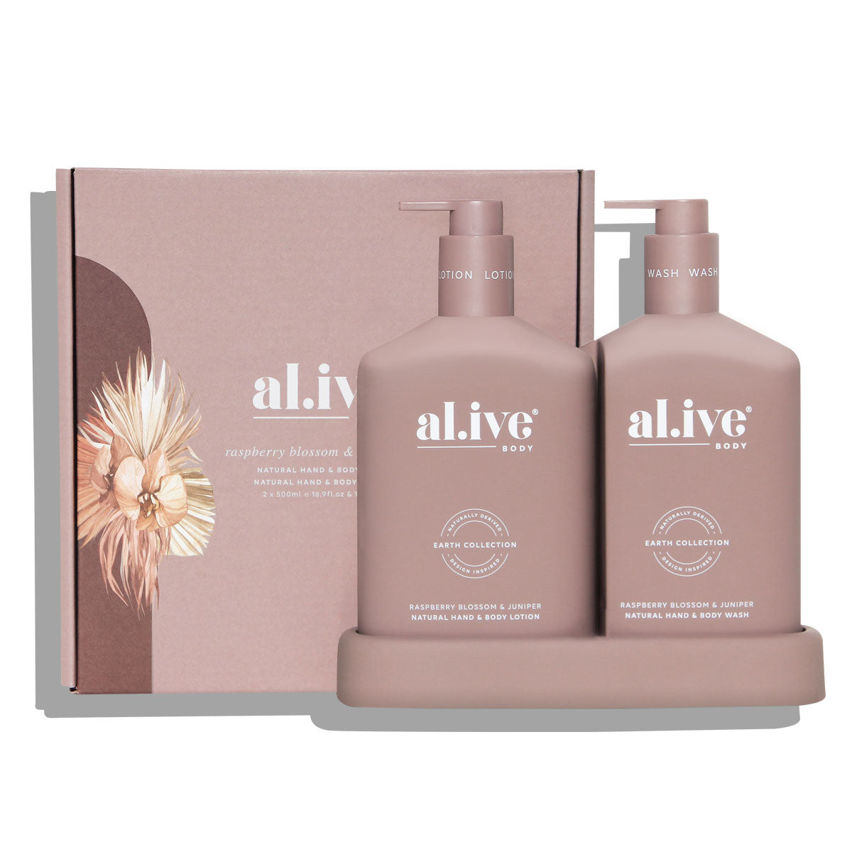 Al.ive Body WASH & LOTION DUO + TRAY - RASPBERRY BLOSSOM & JUNIPER