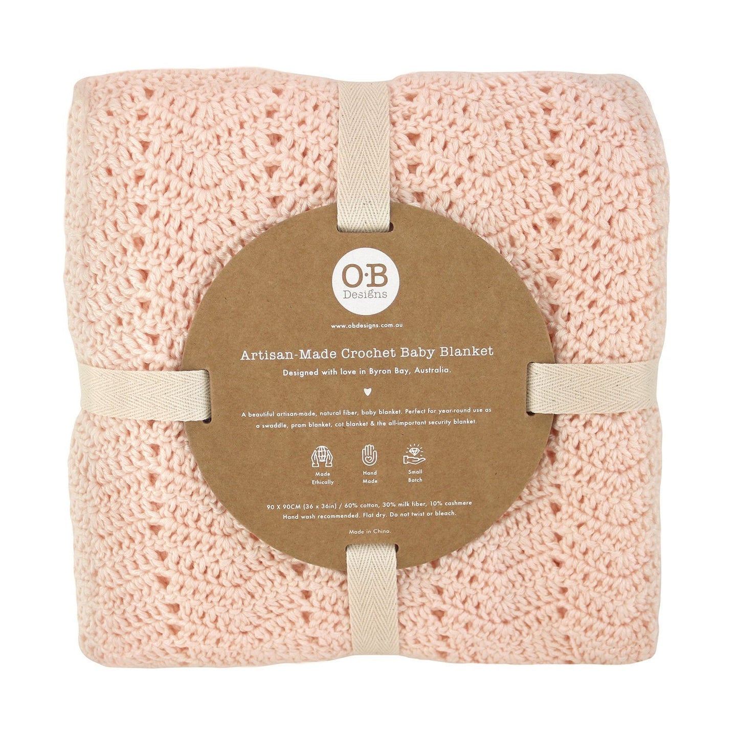 OB Designs Crochet Baby Blanket - Peach