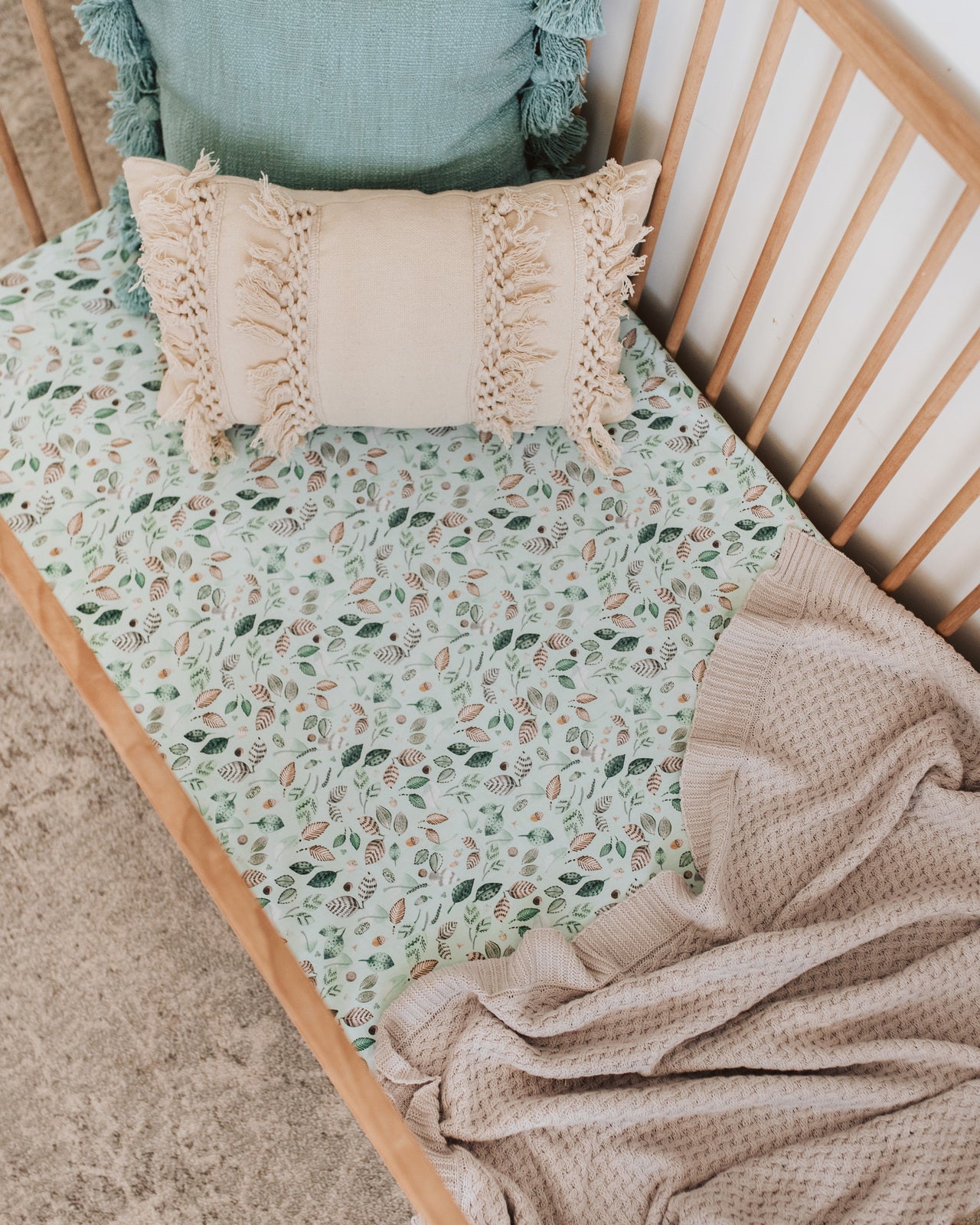 Snuggle Hunny Fitted Cot Sheet - Daintree