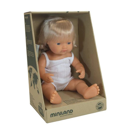 Miniland Caucasian Baby Girl Doll 38cm