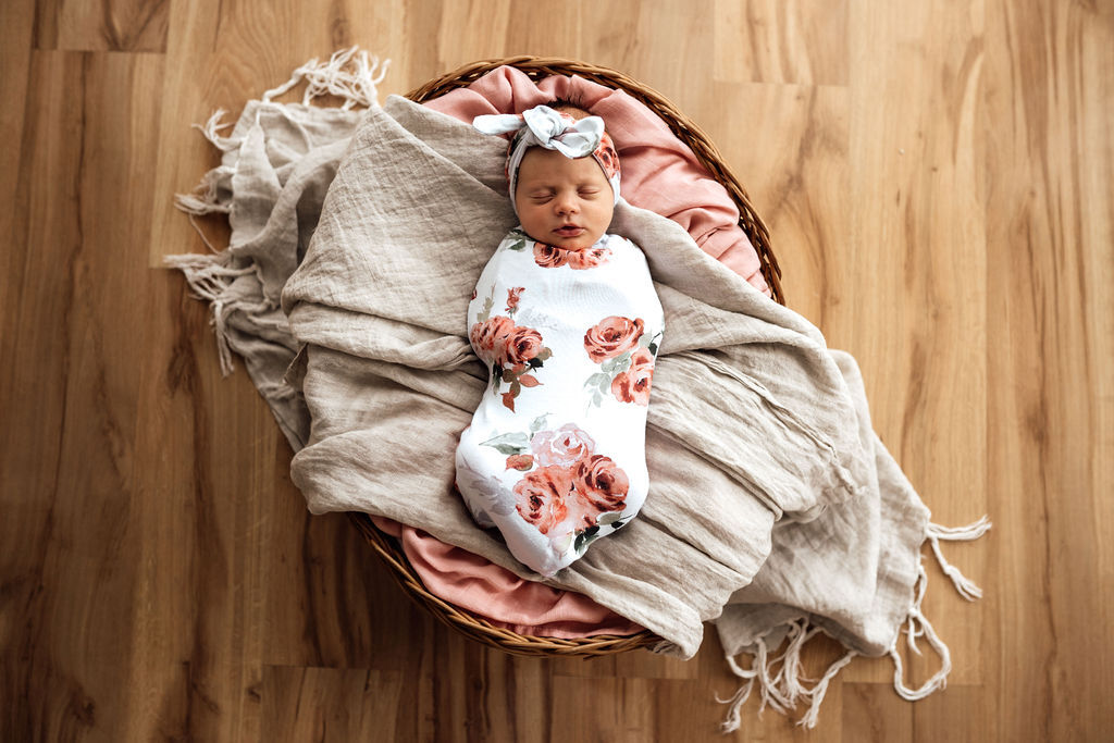 Snuggle Hunny Snuggle Swaddle & Topknot Set - Rosebud