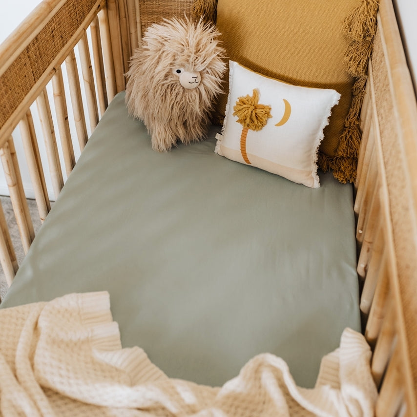 Snuggle Hunny Fitted Cot Sheet - Sage