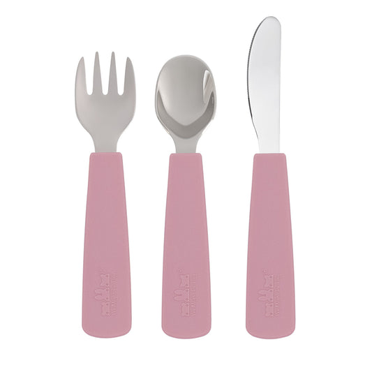 We Might Be Tiny Toddler Feedie Cutlery Set - Dusty Rose