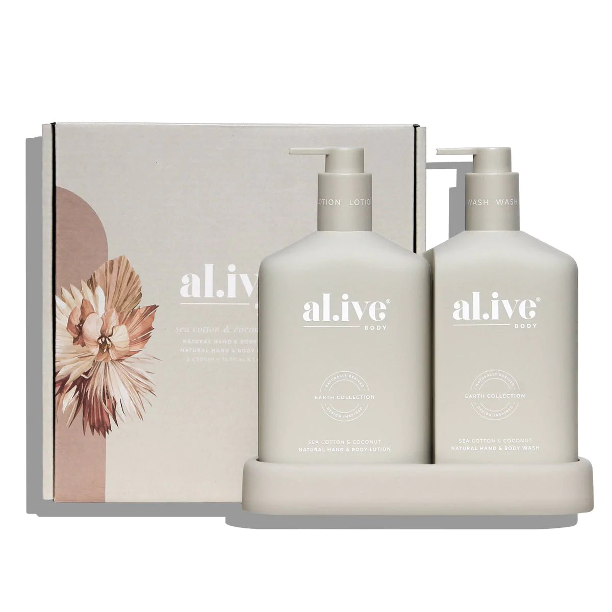 Al.ive Body WASH & LOTION DUO + TRAY - SEA COTTON & COCONUT